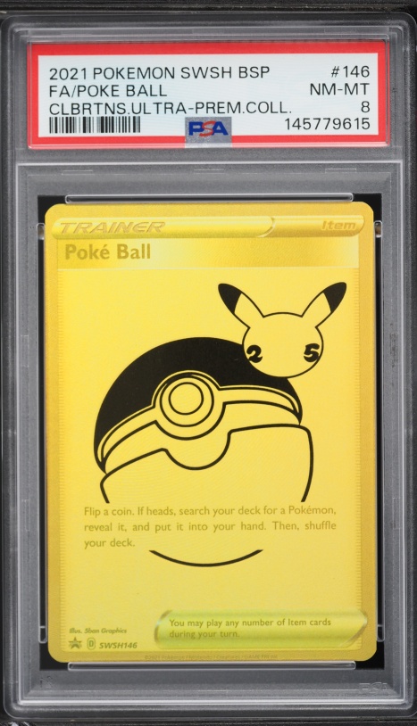 2021 Pokemon Sword & Shield Promo Ultra Premium Full Art Poke Ball #SWSH146 PSA 8 NM-MT