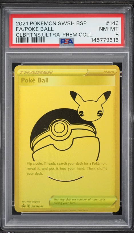 2021 Pokemon Sword & Shield Promo Ultra Premium Full Art Poke Ball #SWSH146 PSA 8 NM-MT