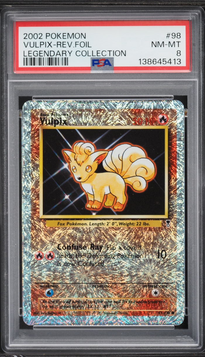 2002 Pokemon Legendary Collection Reverse Holo Vulpix #98 PSA 8 NM-MT