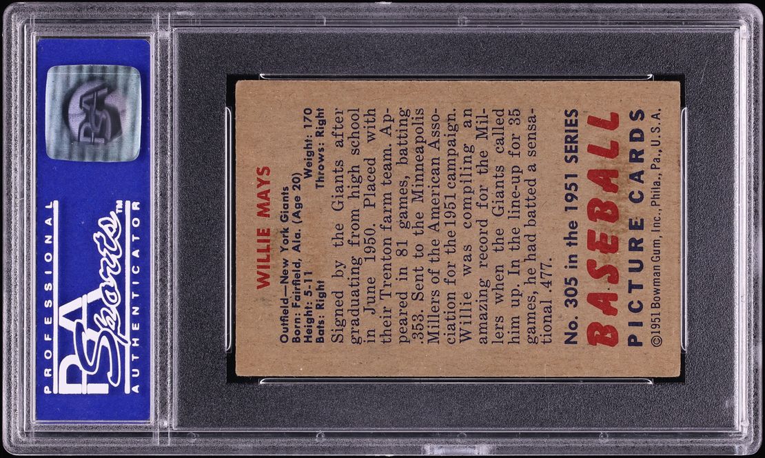1951 Bowman Willie Mays ROOKIE #305 PSA 5 EX