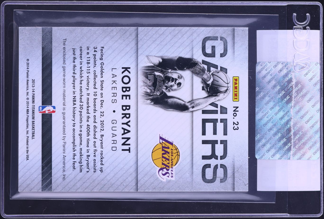 2013 Panini Titanium Gamers Relics Kobe Bryant PATCH #23 CGC AUTH
