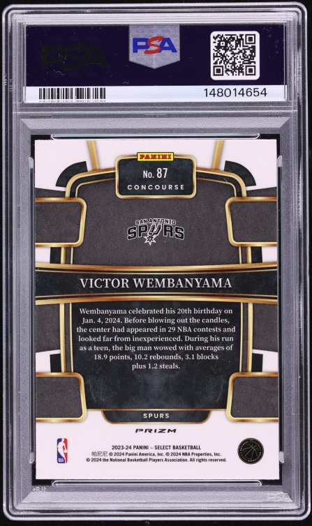 2023 Select Concourse Tiger Prizm Victor Wembanyama ROOKIE #87 PSA 9 MINT