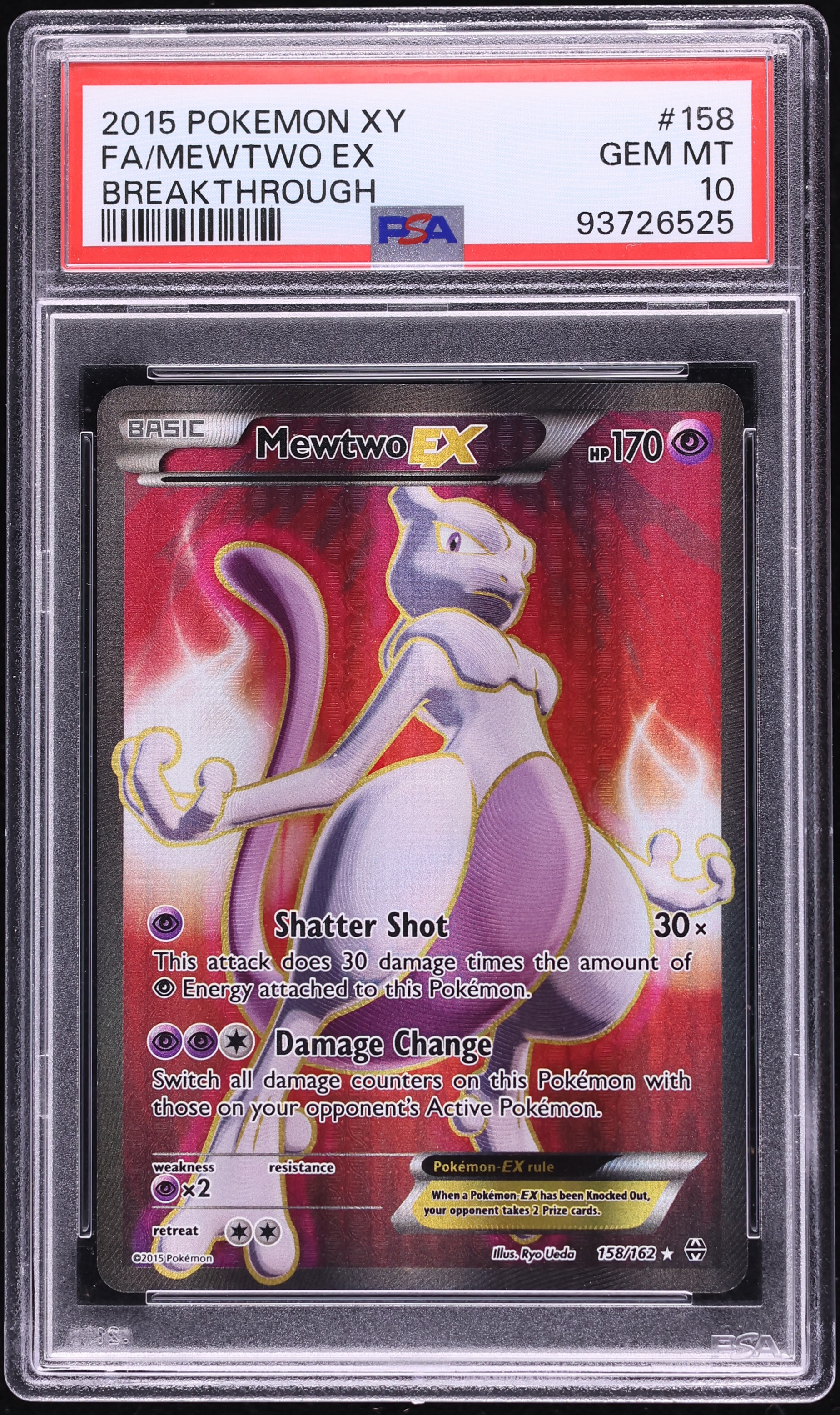 ミュウツー　バトルフェスタ　2015 Mewtwo XYプロモ PSA 10 2015 Pokemon XY Breakthrough Full Art Mewtwo EX #158 PSA 10 GEM