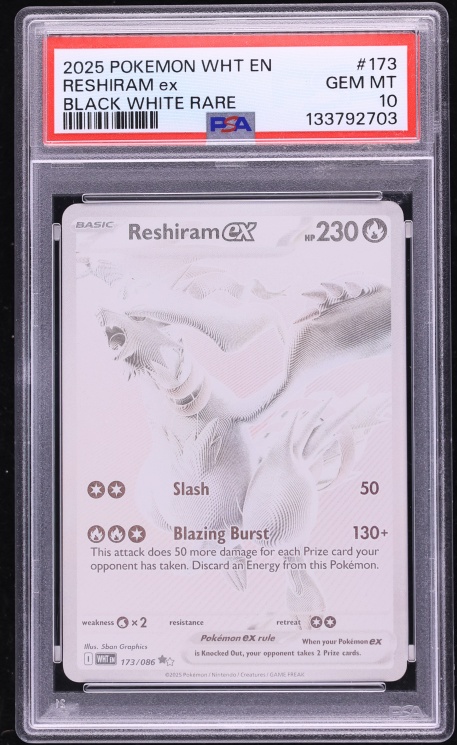 2025 Pokemon Scarlet & Violet White Flare BWR Reshiram ex #173 PSA 10 GEM MINT