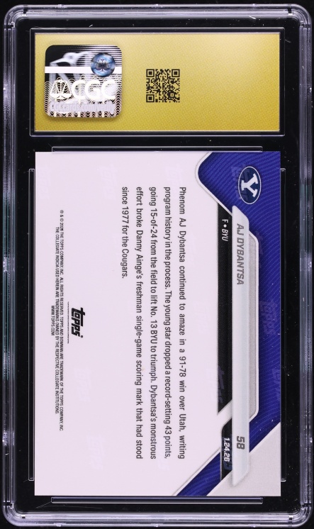 2025 Bowman University Now AJ Dybantsa ROOKIE #58 CGC 10 PRISTINE