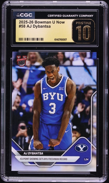 2025 Bowman University Now AJ Dybantsa ROOKIE #58 CGC 10 PRISTINE