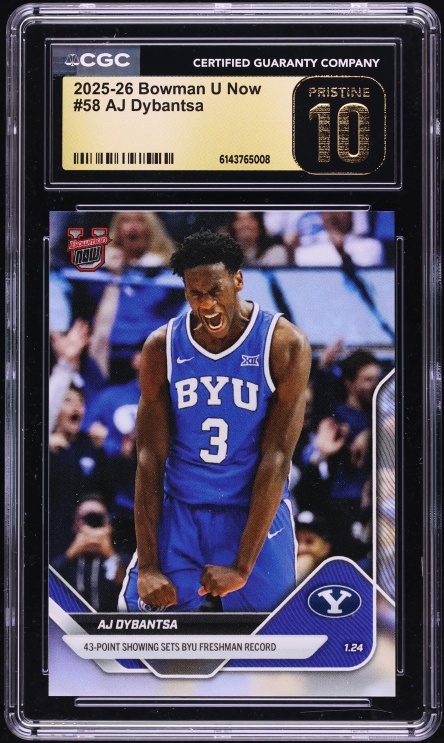 2025 Bowman University Now AJ Dybantsa ROOKIE #58 CGC 10 PRISTINE