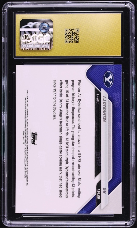2025 Bowman University Now AJ Dybantsa ROOKIE #58 CGC 10 PRISTINE