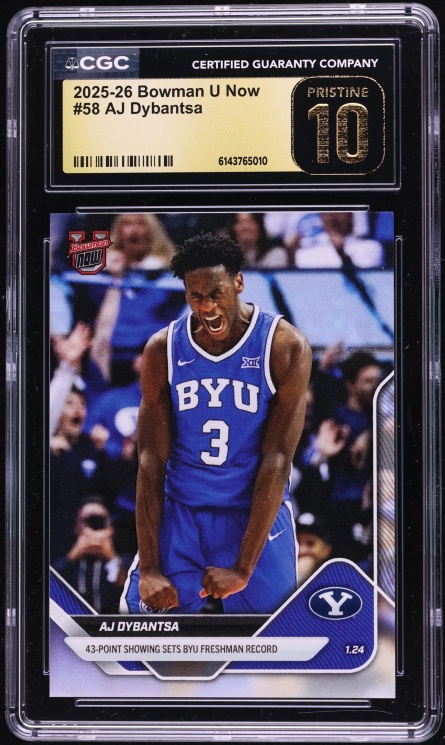 2025 Bowman University Now AJ Dybantsa ROOKIE #58 CGC 10 PRISTINE