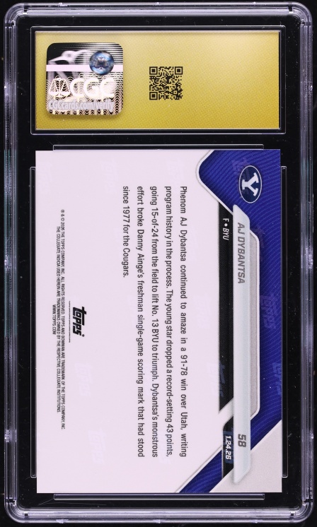 2025 Bowman University Now AJ Dybantsa ROOKIE #58 CGC 10 PRISTINE