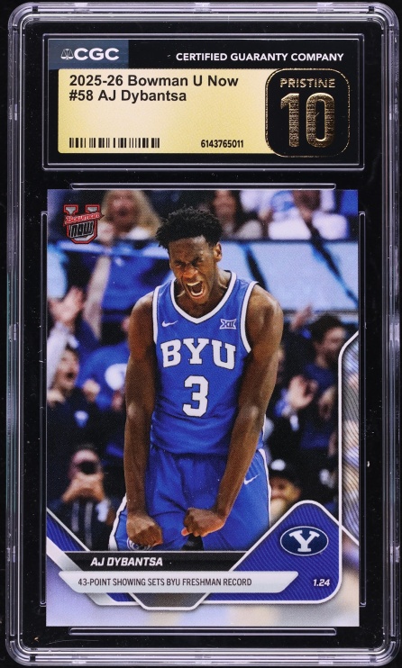 2025 Bowman University Now AJ Dybantsa ROOKIE #58 CGC 10 PRISTINE