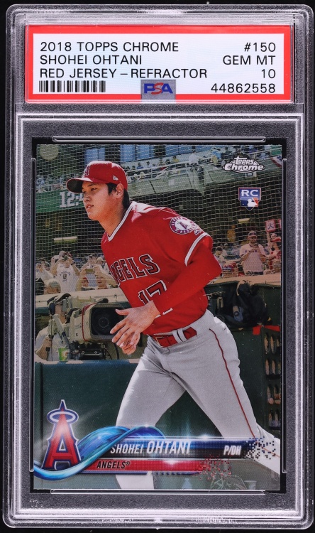 2018 Topps Chrome Red Jersey Refractor Shohei Ohtani ROOKIE #150 PSA 10 GEM MINT