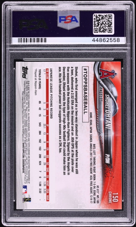 2018 Topps Chrome Red Jersey Refractor Shohei Ohtani ROOKIE #150 PSA 10 GEM MINT