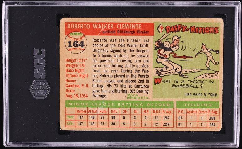1955 Topps Roberto Clemente ROOKIE #164 SGC 1 PR