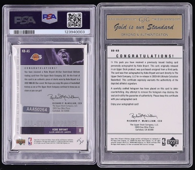 2003 Ultimate Collection Buyback '03 SP Game Used Kobe Bryant PATCH AUTO /16 #KB-AS PSA 9 MINT
