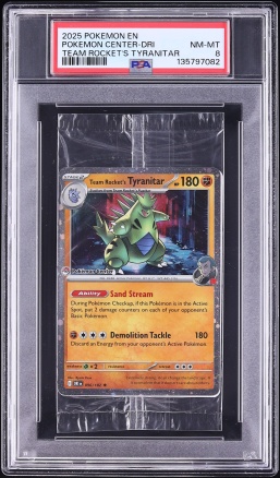 2025 Pokemon SV Destined Rivals Promo Center Exclusive Team Rocket's Tyranitar #96 PSA 8 NM-MT