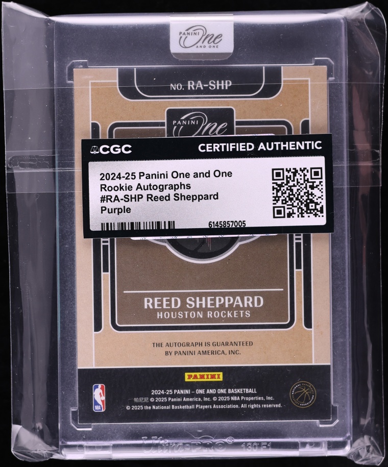 2024 Panini One And One Purple Reed Sheppard ROOKIE AUTO /35 #RA-SHP CGC AUTH