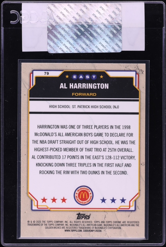 2025 Topps Chrome McDonald's All American Al Harrington #79 CGC AUTH