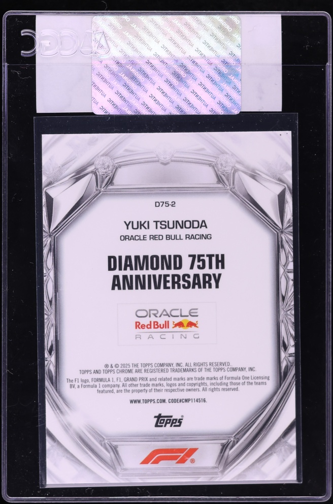 2025 Topps Chrome F1 Diamond 75th Purple Mini-Diamond Ref Yuki Tsunoda /199 #D75-2 CGC AUTH