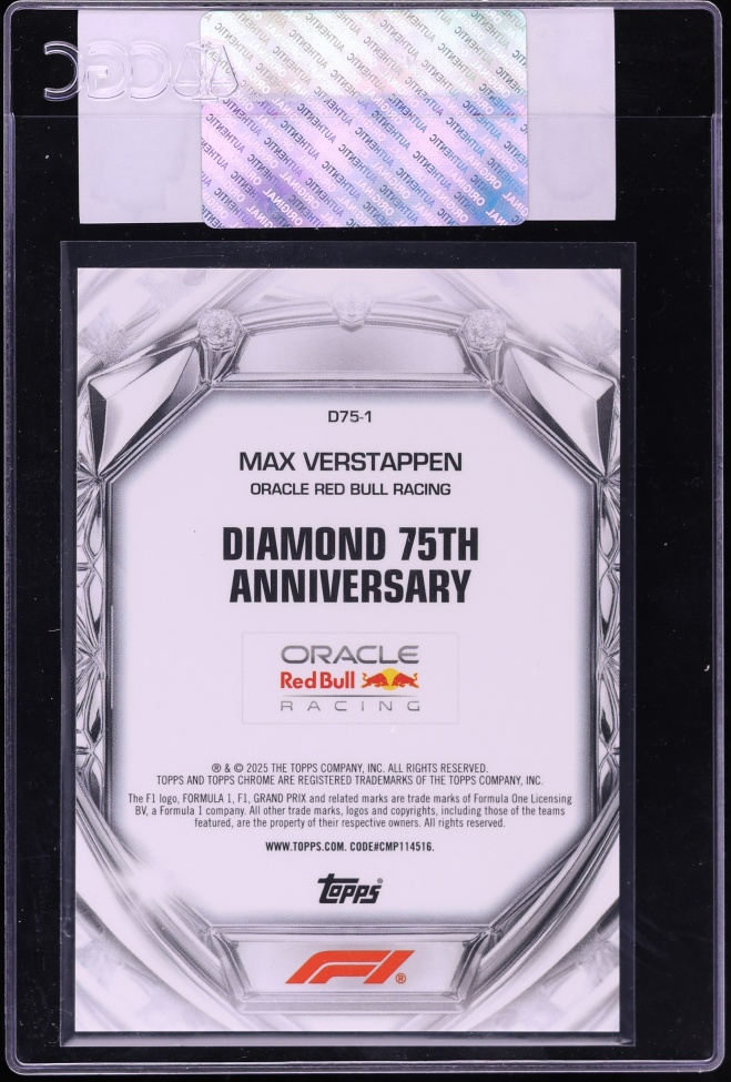 2025 Topps Chrome F1 Diamond 75th Green Mini-Diamond Ref Max Verstappen /99 #D75-1 CGC AUTH
