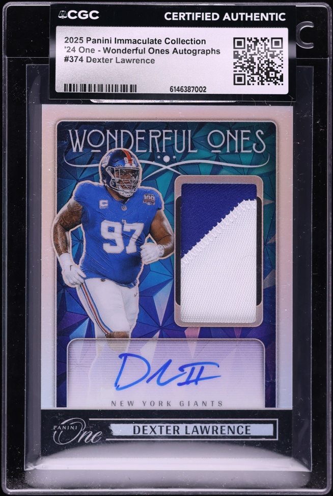 2025 Immaculate Collection '24 One Wonderful Ones Dexter Lawrence PATCH AUTO /99 #374 CGC AUTH