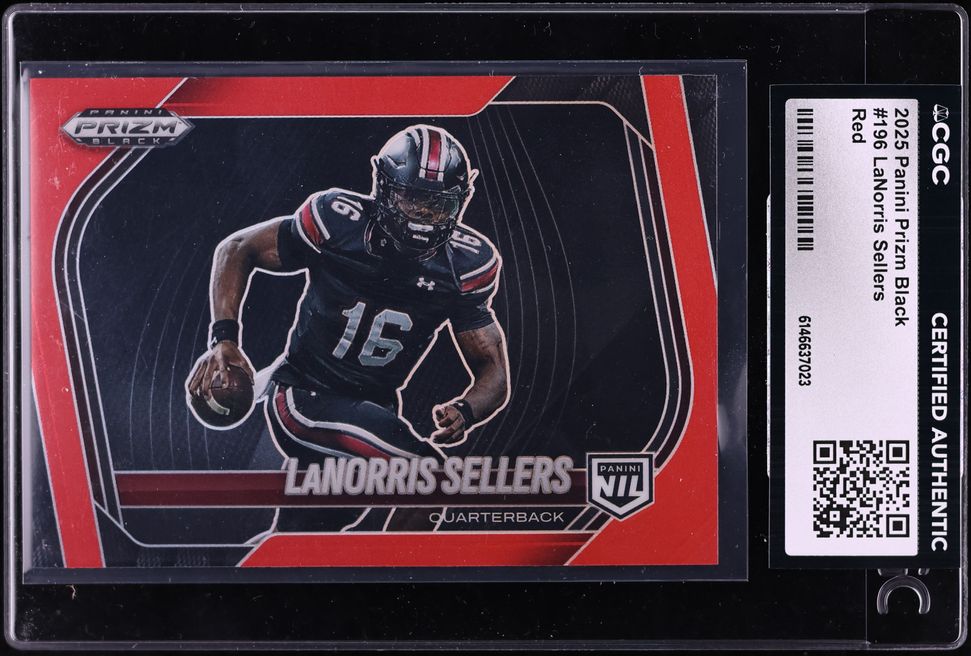 2025 Panini Prizm Black Red LaNorris Sellers ROOKIE /299 #196 CGC AUTH