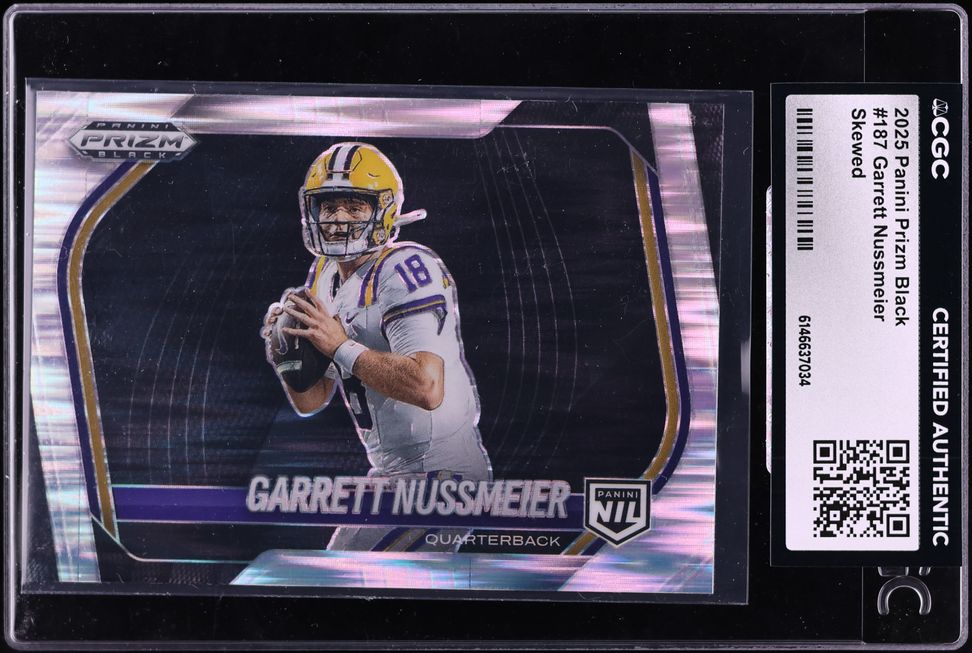 2025 Panini Prizm Black Football Skewed Garrett Nussmeier #187