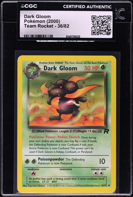 2000 Pokemon Team Rocket Dark Gloom #36 CGC AUTH