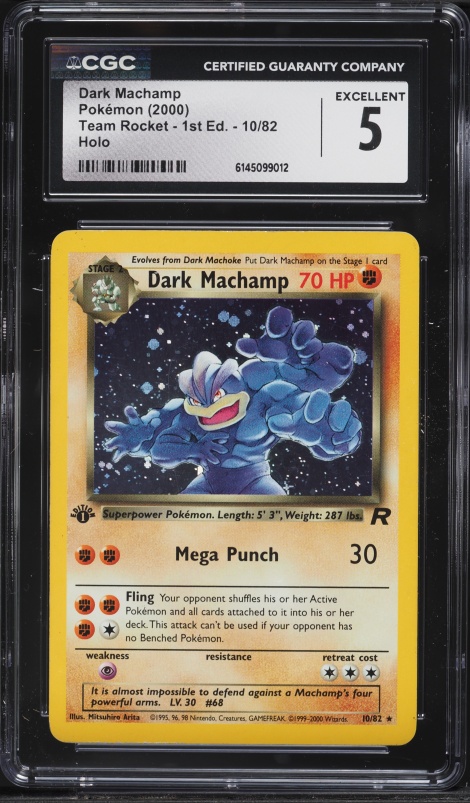 2000 Pokemon Team Rocket 1st Edition Holo Dark Machamp #10 CGC 5 EX