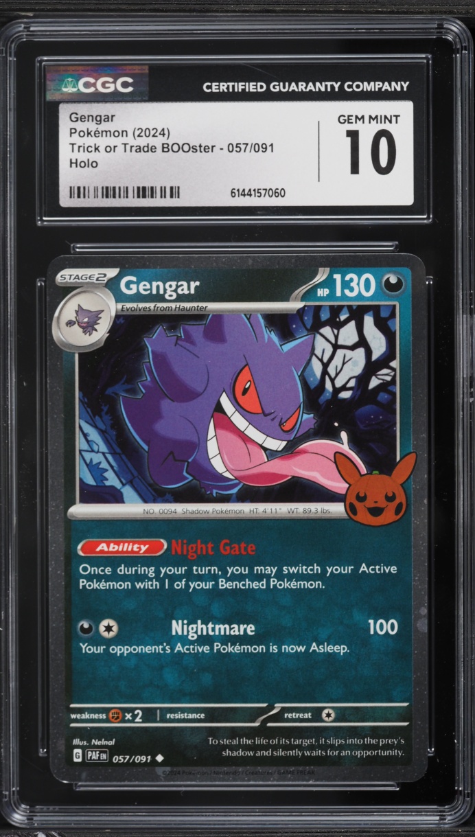 2024 Pokemon SV Paldean Fates Trick Or Trade BOOster Holo Gengar #57 CGC 10 GEM MINT