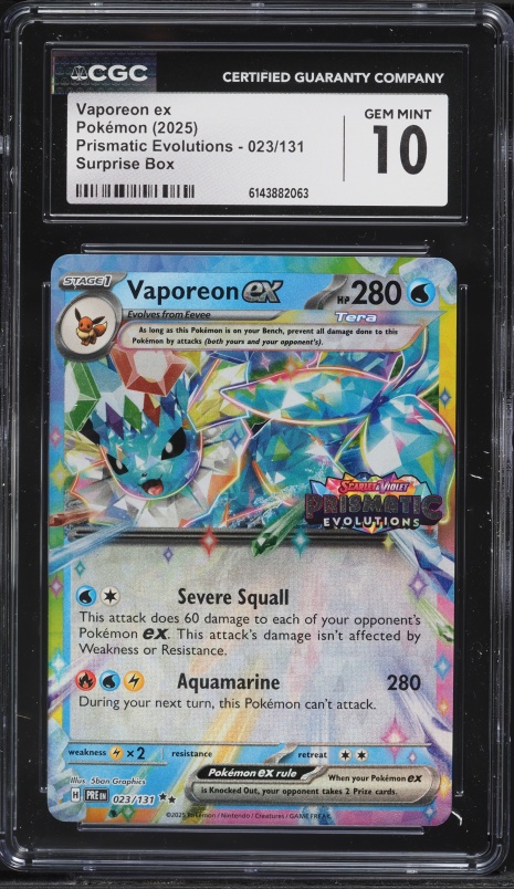 2025 Pokemon Scarlet & Violet Prismatic Evolutions Holo Vaporeon