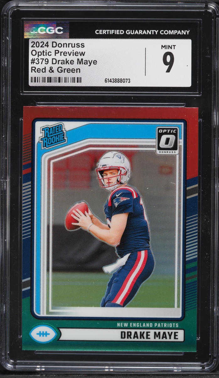 2024 Donruss Optic Preview Red & Green Drake Maye ROOKIE #379 CGC 9 MINT