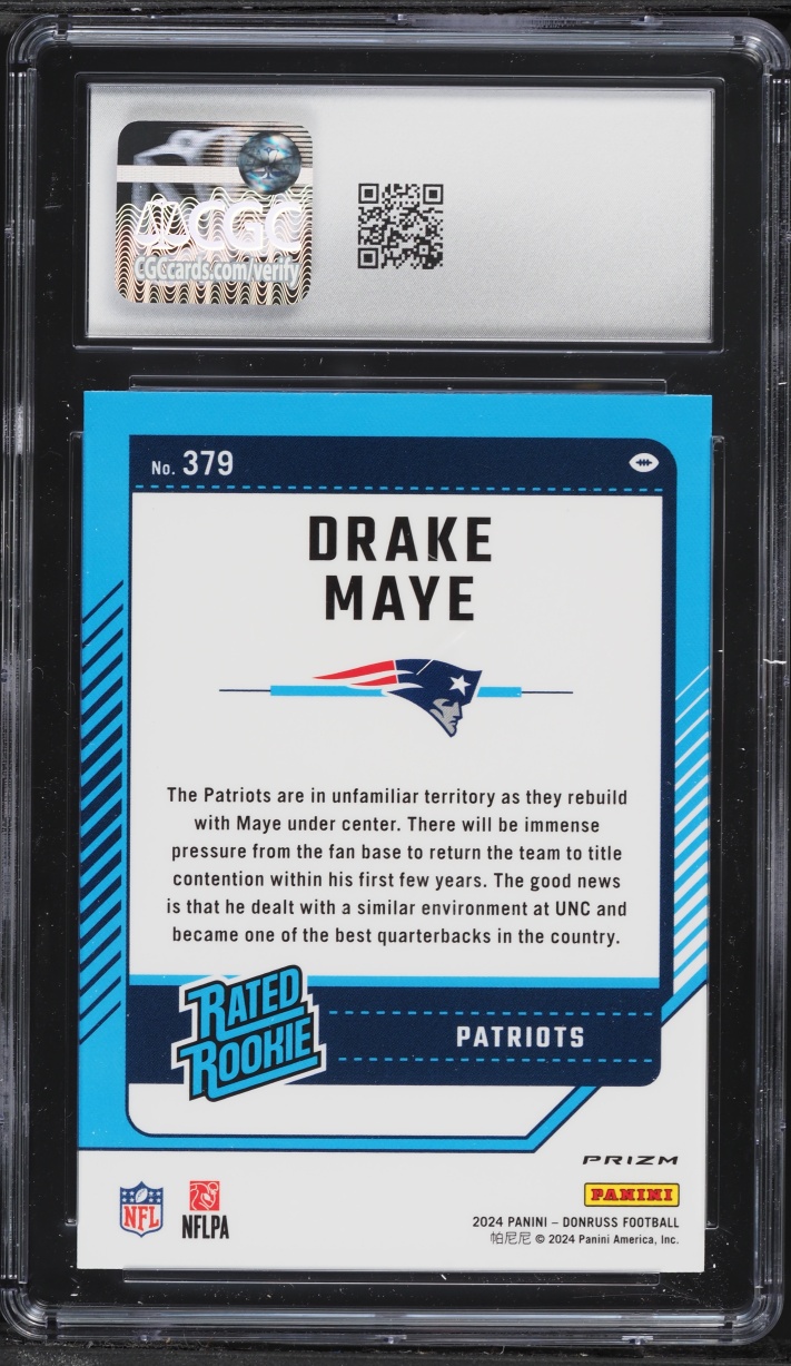 2024 Donruss Optic Preview Red & Green Drake Maye ROOKIE #379 CGC 9 MINT