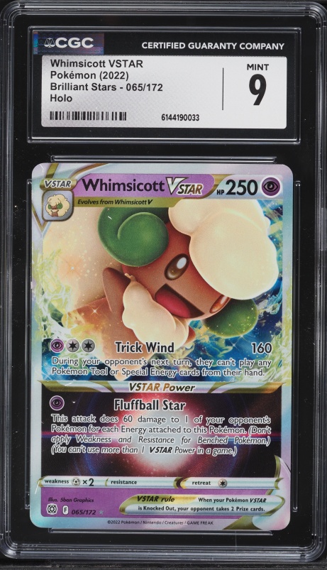 2022 Pokemon Sword & Shield Brilliant Stars Holo Whimsicott VSTAR #065 CGC 9 MINT