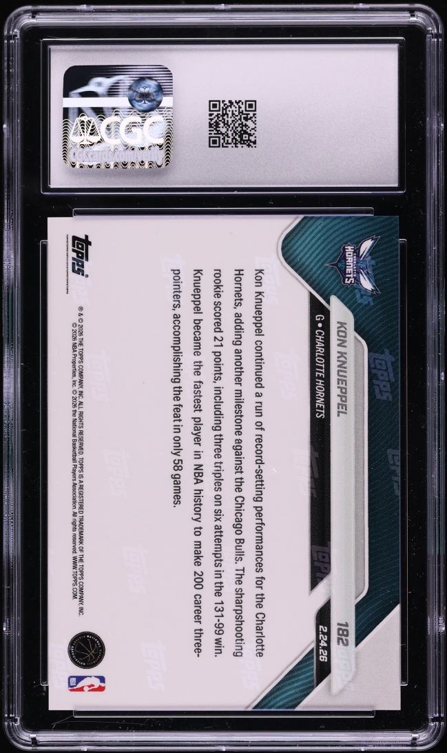 2025 Topps Now Kon Knueppel ROOKIE #182 CGC 10 GEM MINT