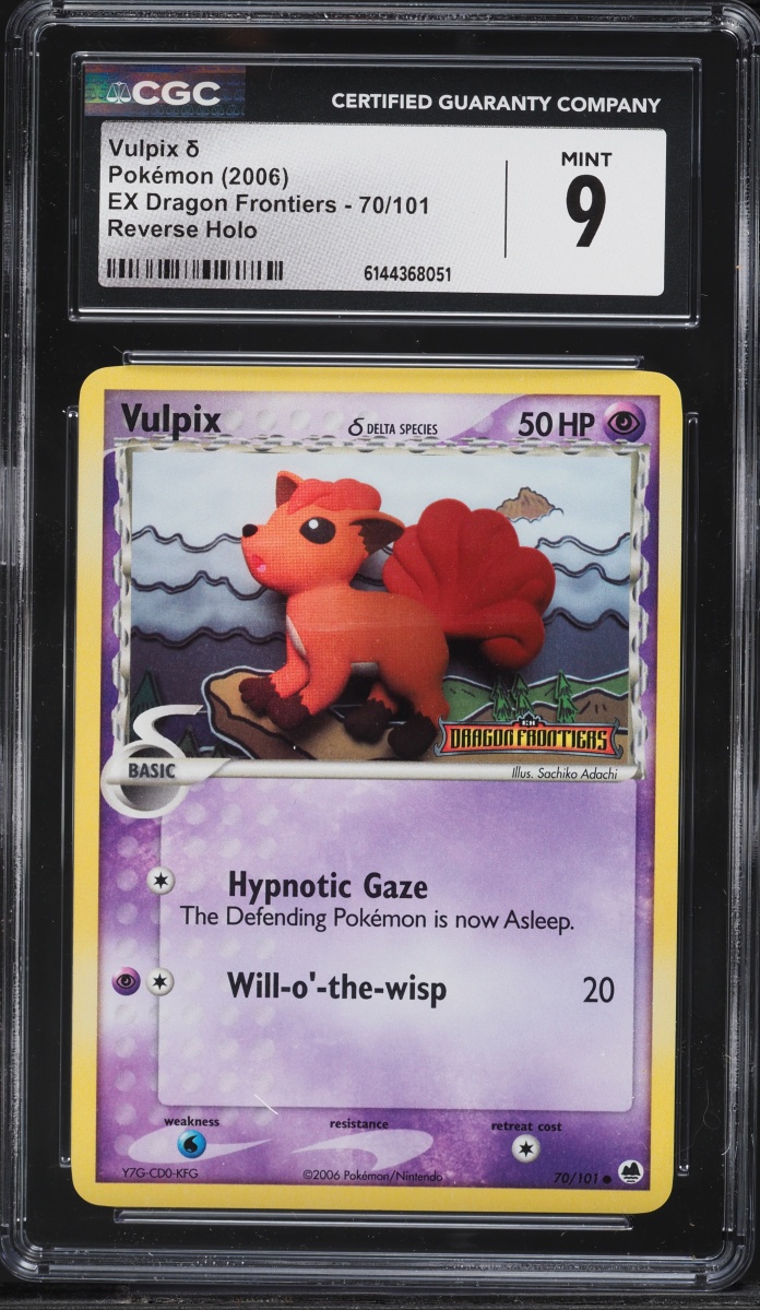 2006 Pokemon EX Dragon Frontiers Reverse Holo Vulpix #70 CGC 9 MINT on ...