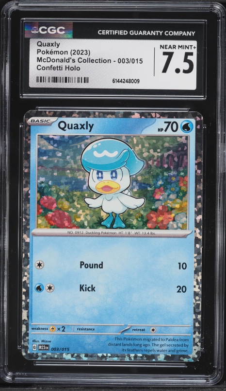 2023 Pokemon McDonald's Collection Confetti Holo Quaxly #3 CGC 7.5 NRMT+