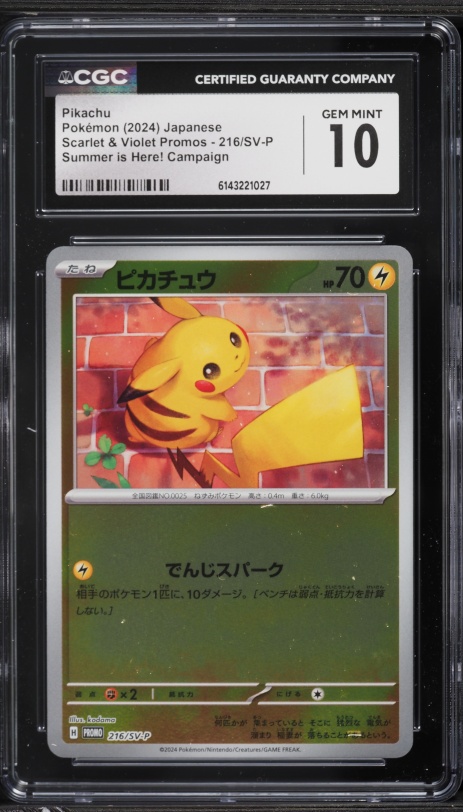 2024 Pokemon Japanese Scarlet & Violet Promo Summer Is Here! Pikachu #216 CGC 10 GEM MINT
