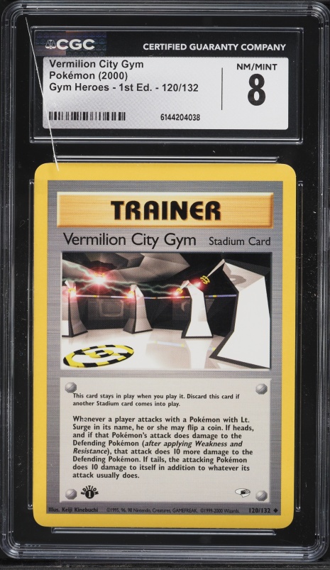 2000 Pokemon Gym Heroes 1st Edition Vermilion City Gym #120 CGC 8 NM-MT