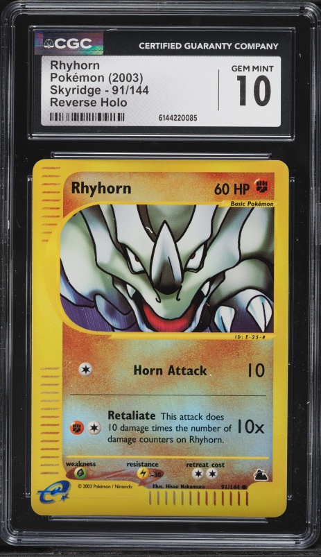 2003 Pokemon Skyridge Reverse Holo Rhyhorn #91 CGC 10 GEM MINT on Fanatics  Collect