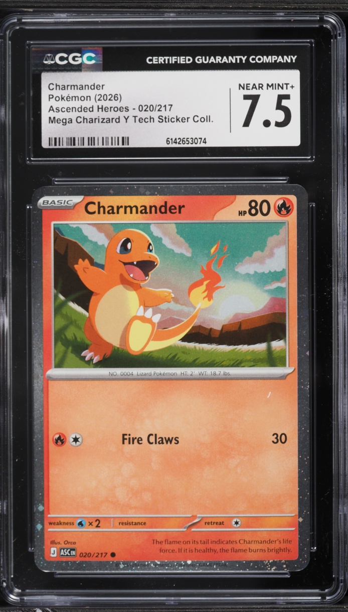2026 Pokemon Mega Evolution Ascended Heroes Tech Sticker Charmander #20 CGC 7.5 NRMT+