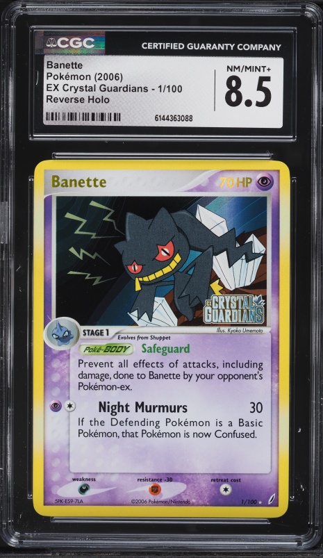 2006 Pokemon EX Crystal Guardians Reverse Holo Banette #1 CGC 8.5 NM-MT+