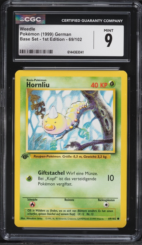 1999 Pokemon Base Set Shadowless 1st Edition Weedle #69 CGC 10 GEM
