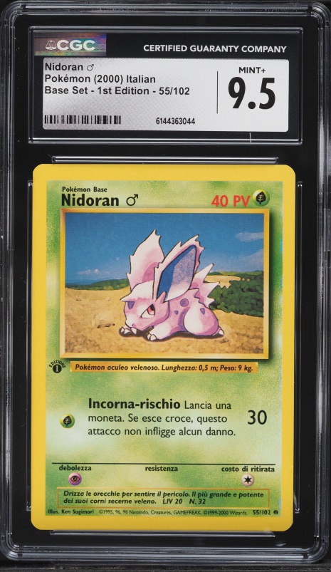 1995 nidoran pokemon card ♂ Common – Base Set 55/102 Cards – CollexyLux Colorless Double Vintage Common - Set/4 Nidoran