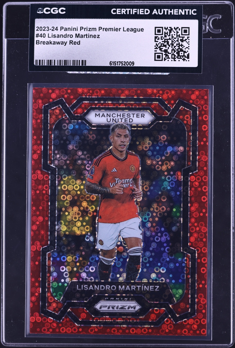 2023 Panini Prizm Premier League Breakaway Red Lisandro Martinez /49 #40 CGC AUTH