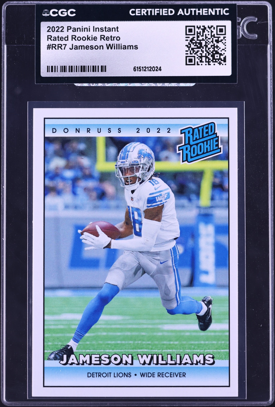 2022 Panini Instant Rated Retro Jameson Williams ROOKIE /4094 #RR7 CGC AUTH