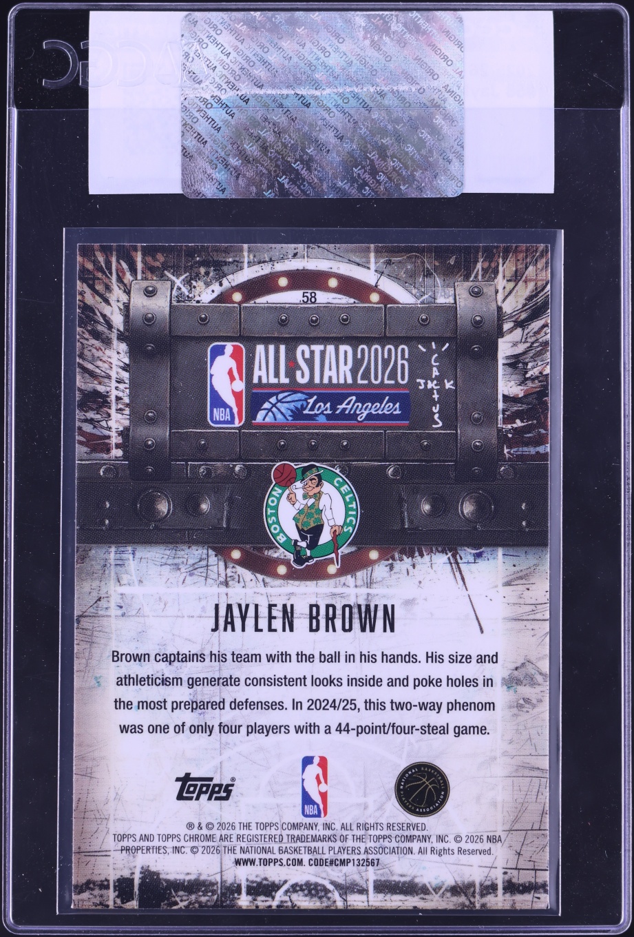 2025 Topps Chrome Cactus Jack X ASG Jaylen Brown #58 CGC AUTH