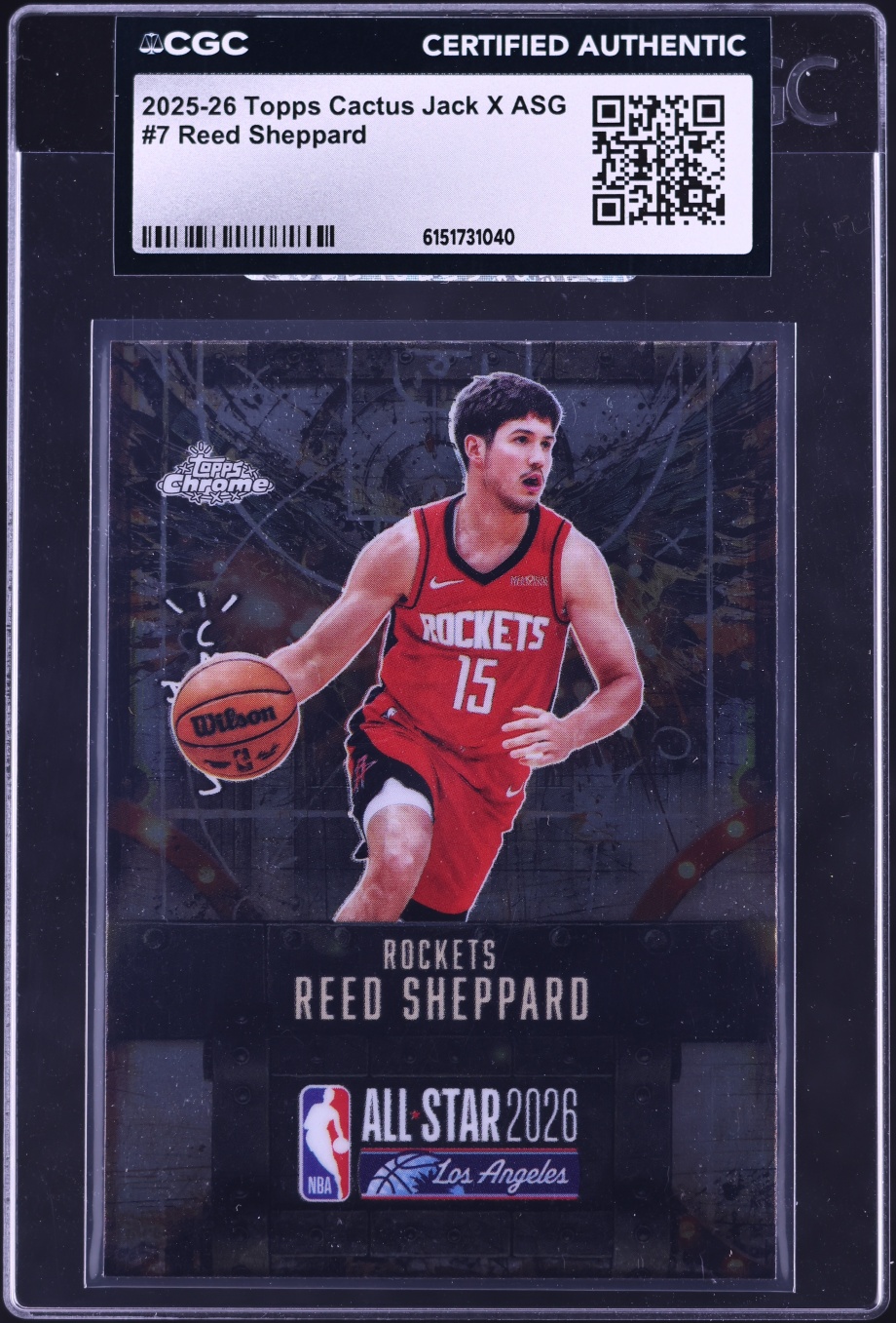 2025 Topps Chrome Cactus Jack X ASG Reed Sheppard #7 CGC AUTH