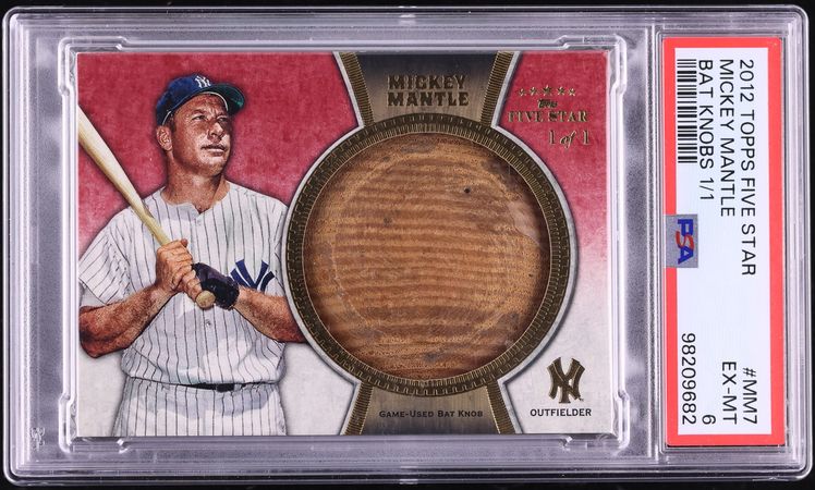 2012 Topps Five Star Bat Knobs Mickey Mantle PATCH 1/1 #MM7 PSA 6 EXMT