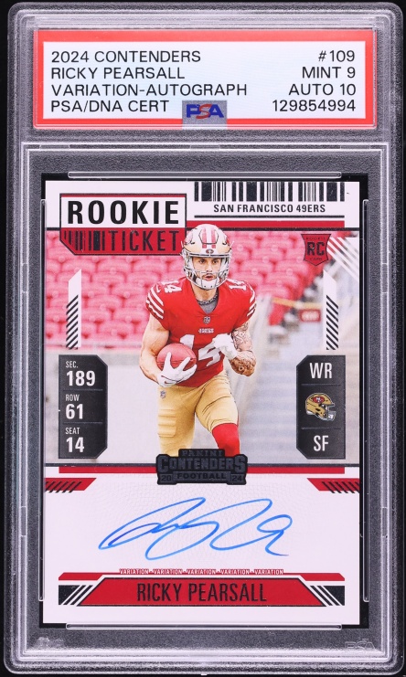 2024 Panini Contenders Variation Ricky Pearsall ROOKIE AUTO DNA 10 #109 PSA 9 MINT